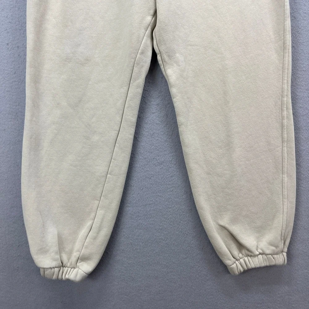 Champion Jogger Sweatpants Mens L Cream Fleece Elastic Sweats Casual Athleisure